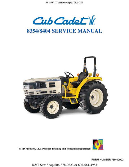 Cub Cadet 8354 8404 Tractor Service Manual factory service manual title page