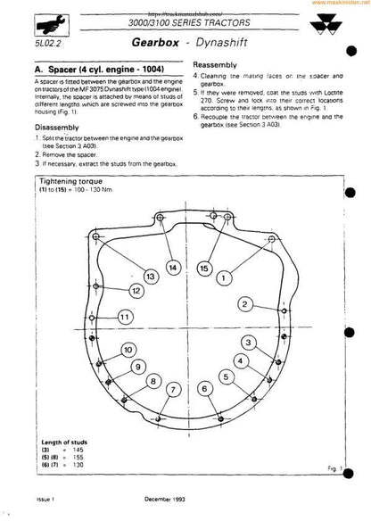 Massey Ferguson MF 3050 3060 3065 Tractor Service Manual sample page with technical illustrations