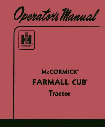 Farmall Cub Tractor Service Manual sample page with technical illustrations