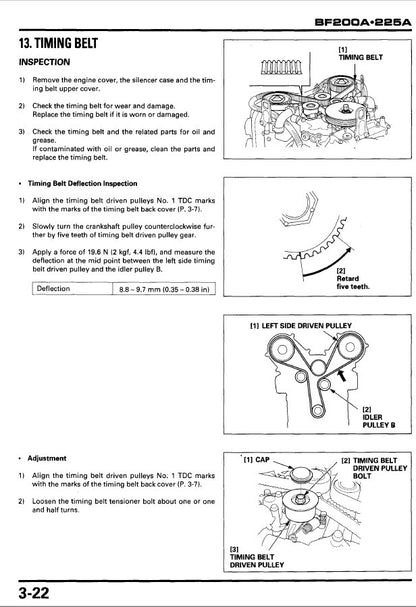 Honda BF115A BF130A Outboard Service Manual sample page with technical illustrations
