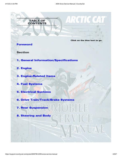 Arctic Cat Crossfire Z1 Bearcat F5 Snowmobile Service Manual factory service manual title page