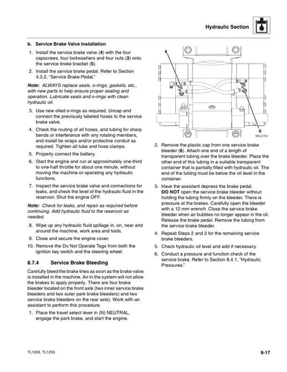 Caterpillar TL 1055 1255 Telehandler Service Manual sample page with service data and tables