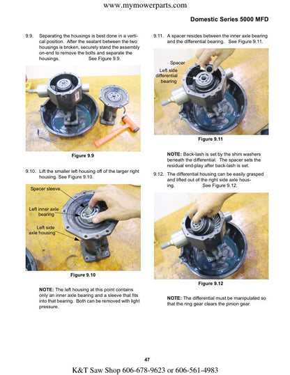 Cub Cadet Domestic 5000 Tractor Service Manual sample page with service data and tables