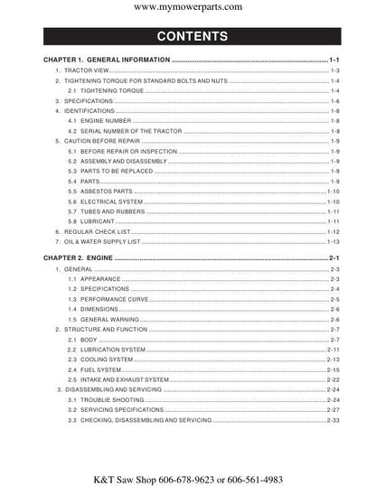 Cub Cadet 8454 Tractor Service Manual sample page with diagrams and specifications