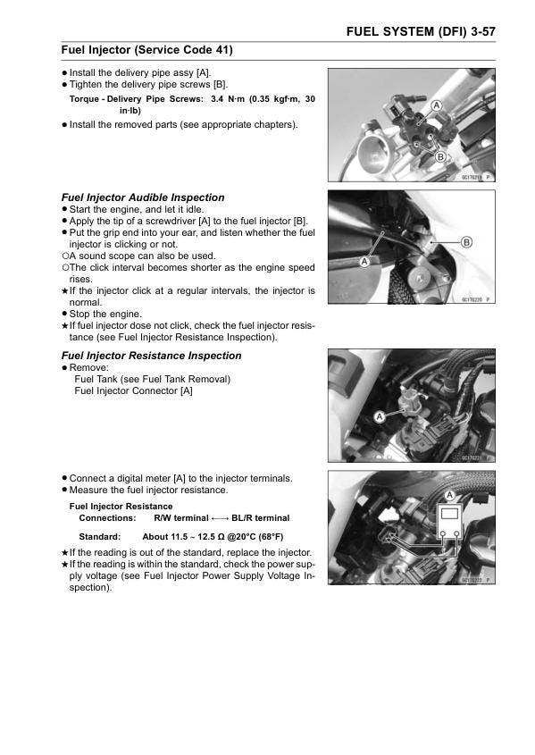 Kawasaki KX450F Motorcycle Service Manual sample page from the repair manual