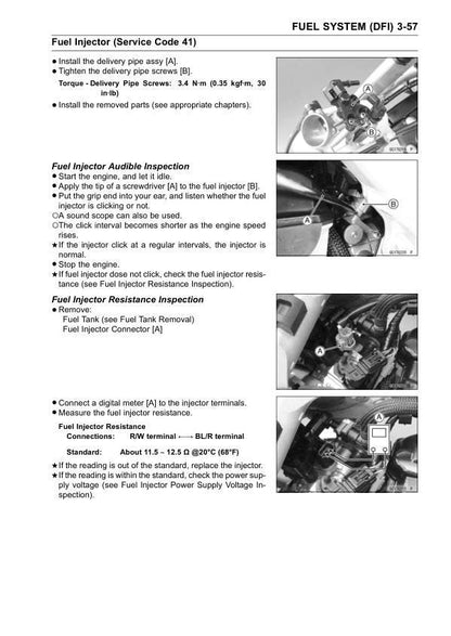 Kawasaki KX450F Motorcycle Service Manual sample page from the repair manual