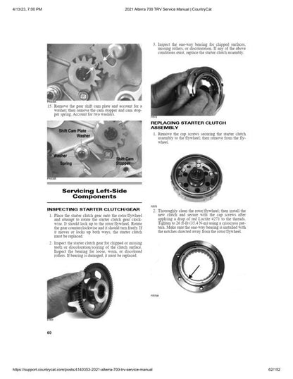 Arctic Cat Alterra TRV700 ATV Service Manual sample page with diagrams and specifications