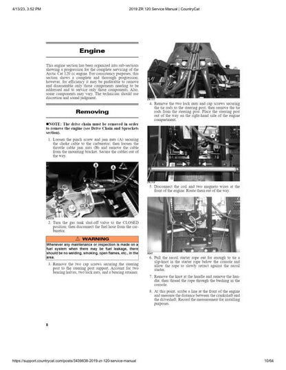 Arctic ZR120 Kitty Cat Snowmobile Service Manual sample page from service manual