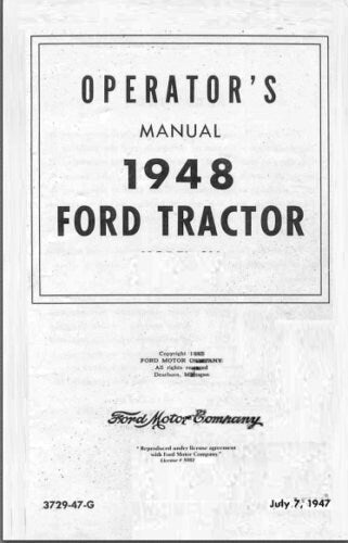 Ford 2N 8N 9N Tractor Service Manual factory service manual title page