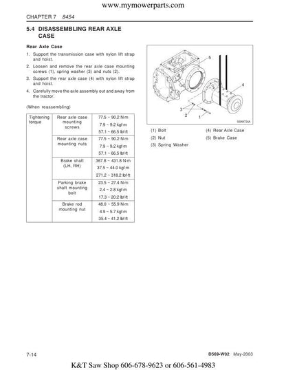 Cub Cadet 8454 Tractor Service Manual sample page with technical illustrations