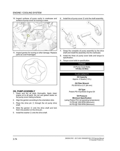 Polaris RZR 500 570 UTV Service Manual sample page from service manual