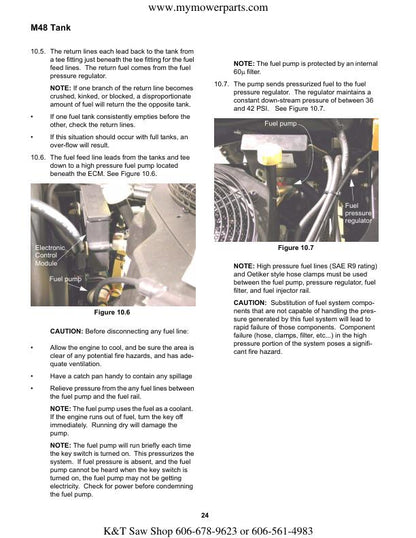 Cub Cadet M48 Tank Zero Turn Mower Service Manual sample page showing schematics and diagrams