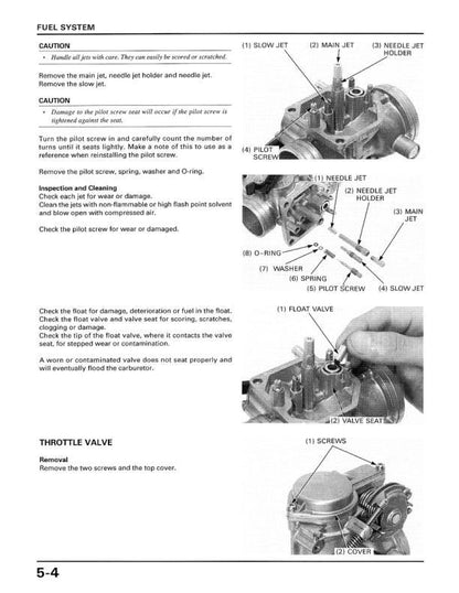 Honda XR 400 R Motorcycle Service Manual sample page with diagrams and specifications