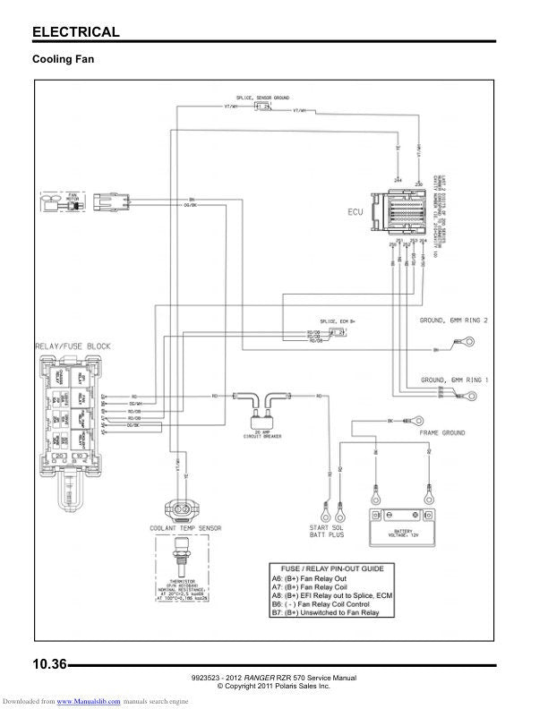 Polaris RZR 170 UTV Service Manual sample page showing schematics and diagrams