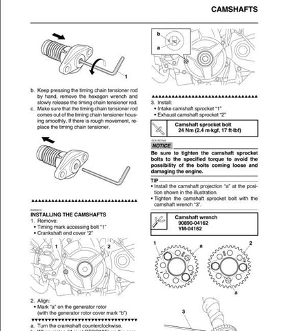 Yamaha MT09 FZ09 Motorcycle Service Manual sample page with diagrams and specifications