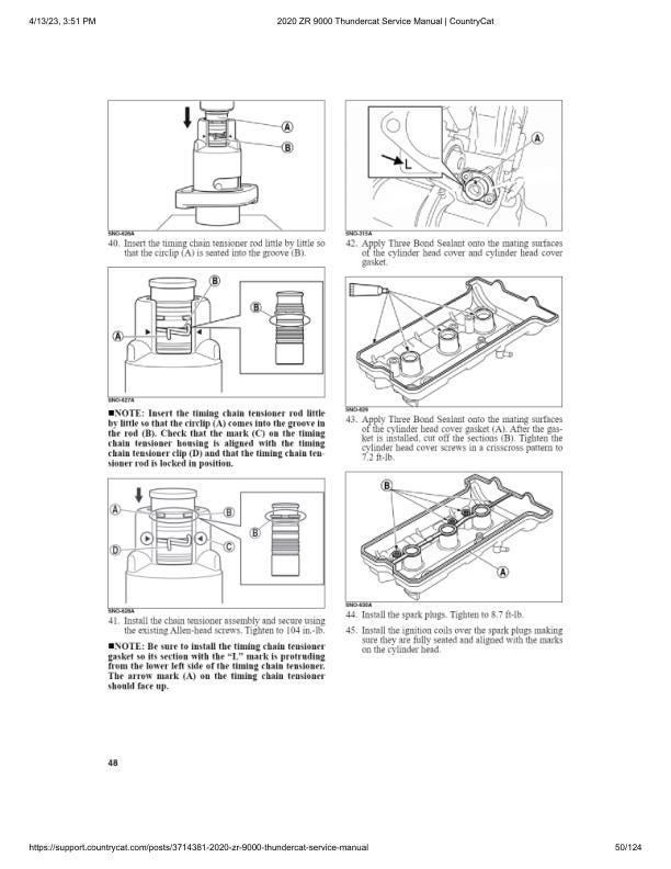 Arctic Cat Thundercat ZR 9000 Snowmobile Service Manual sample page with technical illustrations