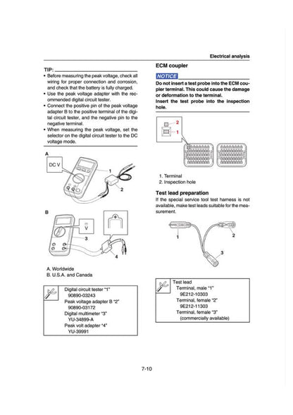Yamaha Jetblaster JB1050 F6C Service Manual sample page with service data and tables