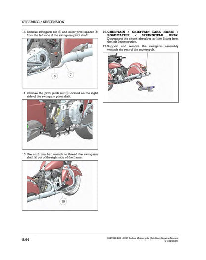 Indian Chief Roadmaster Springfield Motorcycle Service Manual sample page from service manual