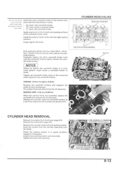 Honda CBR 600 R Motorcycle Service Manual sample page from the repair manual