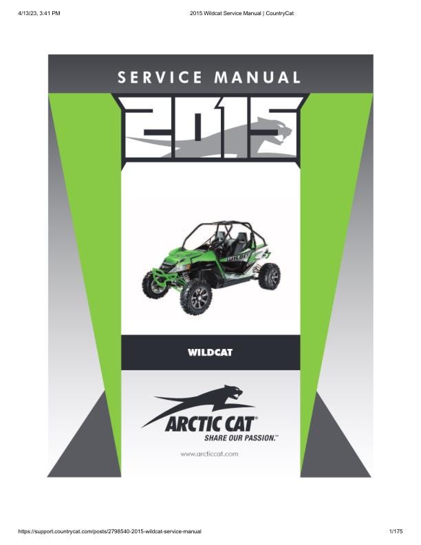 Arctic Cat Wildcat UTV Service Manual factory service manual title page