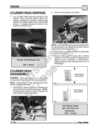 Polaris Trail Boss 330 ATV Service Manual sample page with diagrams and specifications
