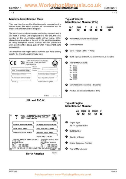 JCB 3CX 4CX 214e 214 215 217 Backhoe Loader Service Manual table of contents