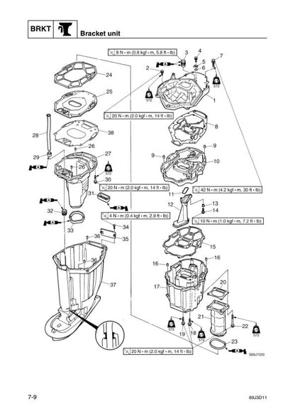Yamaha F225A FL225A Outboard Service Manual sample page from the repair manual