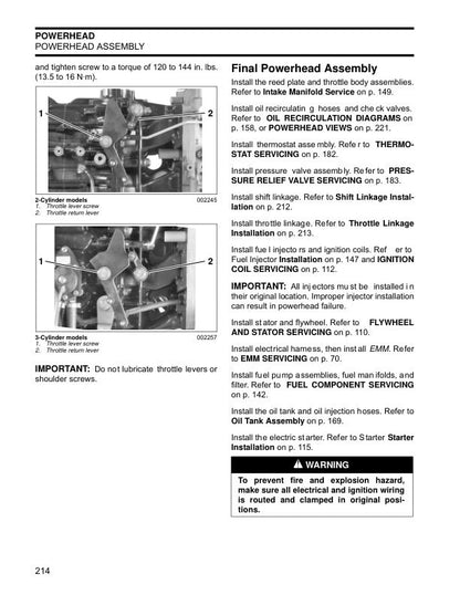 Evinrude 40-90 HP Outboard Service Manual sample page with technical illustrations
