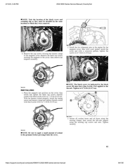 Arctic Cat Thundercat ZR 9000 Snowmobile Service Manual sample page with service data and tables