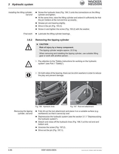 Wacker Neuson WL 48 50 Wheel Loader Service Manual sample page showing repair procedures