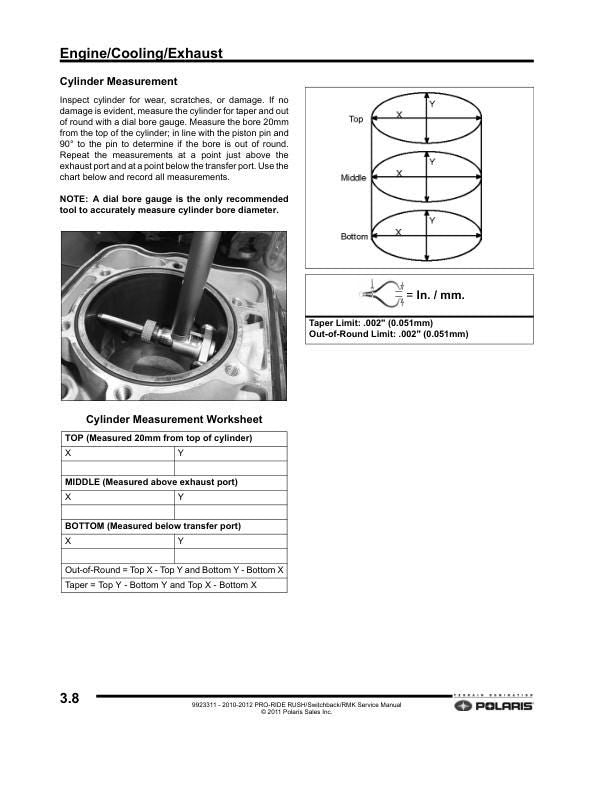 Polaris RUSH 600 800 Snowmobile Service Manual factory service manual title page