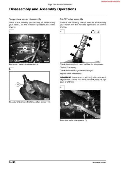 Massey Ferguson 3680 Tractor Service Manual sample page with diagrams and specifications