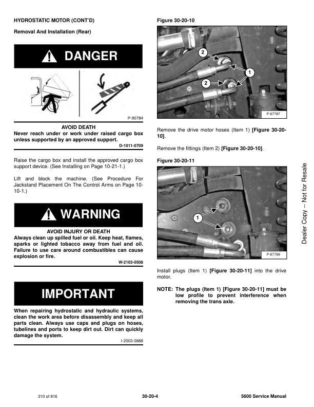 Bobcat Toolcat 5600 Utility Work Machine Service Manual sample page with technical illustrations