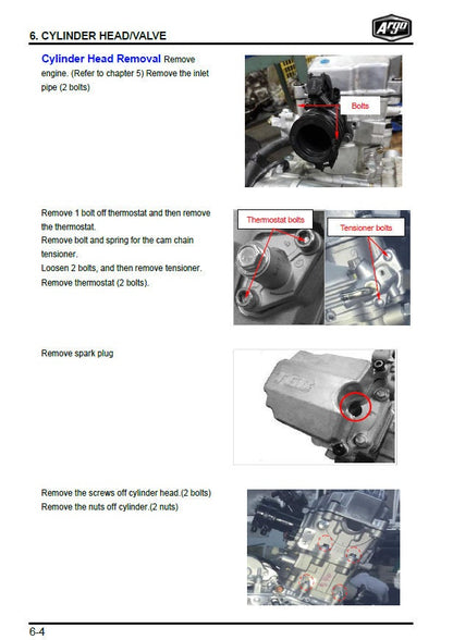 Argo XPLORER XR 500 UTV Service Manual sample page showing repair procedures