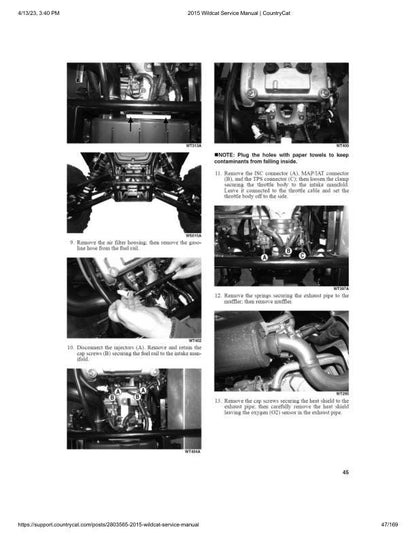 Arctic Cat Wildcat Sport 700 UTV Service Manual sample page with diagrams and specifications