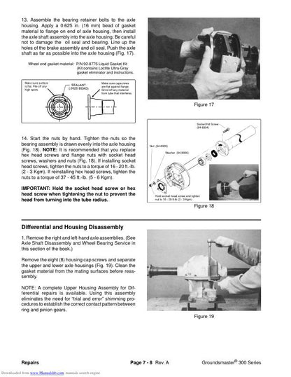 Toro Groundsmaster 322 325 345 Mower Service Manual sample page with technical illustrations
