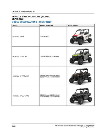 Polaris GENERAL XP XP4 UTV Service Manual sample page from service manual
