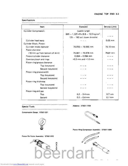 Kawasaki JetMate Service Manual sample page from the repair manual