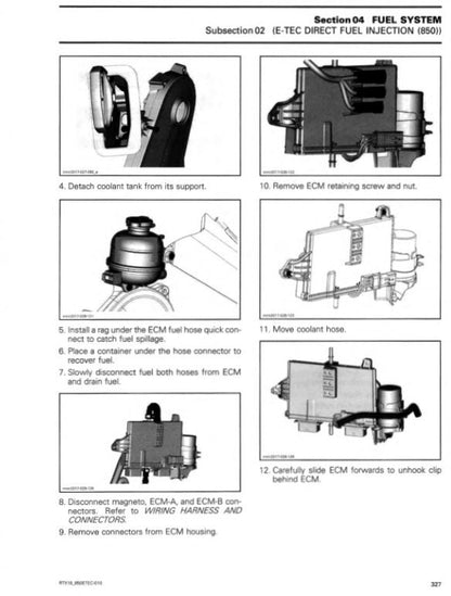 Skidoo Summit Freeride MXZ Renegade 600 850 Snowmobile Service Manual sample page with diagrams and specifications