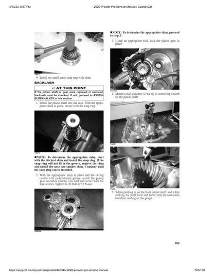 Arctic Cat Prowler Pro UTV Service Manual sample page with service data and tables