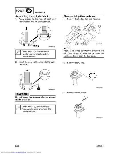 Yamaha 40V 50H 40W 50W Outboard Service Manual sample page from the repair manual