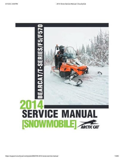 Arctic Cat F5 Bearcat F570 T570 TZ1 Snowmobile Service Manual factory service manual title page