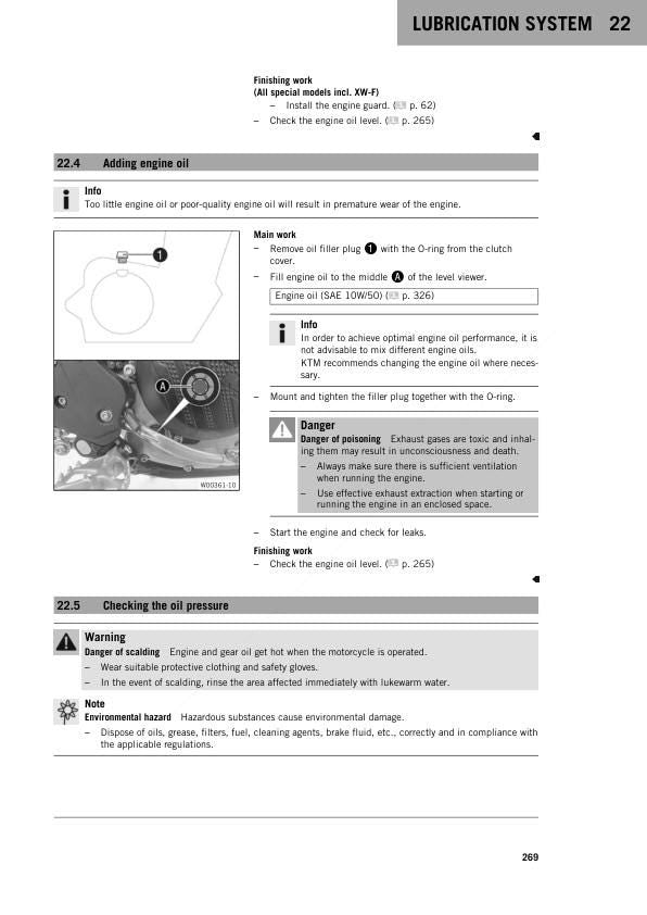 KTM 350 EXC Motorcycle Service Manual sample page from the repair manual