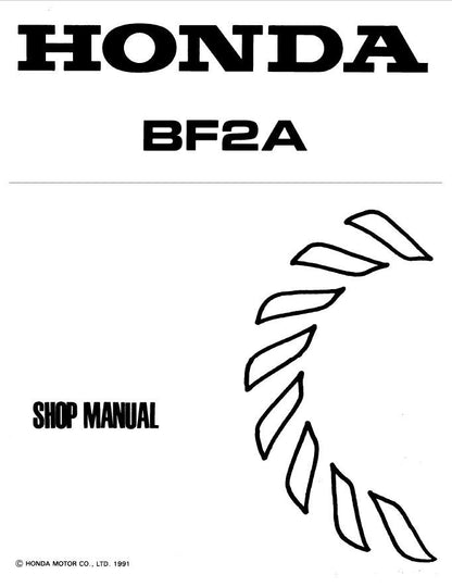 Honda BF2A Outboard Service Manual sample page with technical illustrations