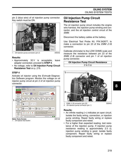 Evinrude ETEC 115-200 Outboard Service Manual sample page showing repair procedures