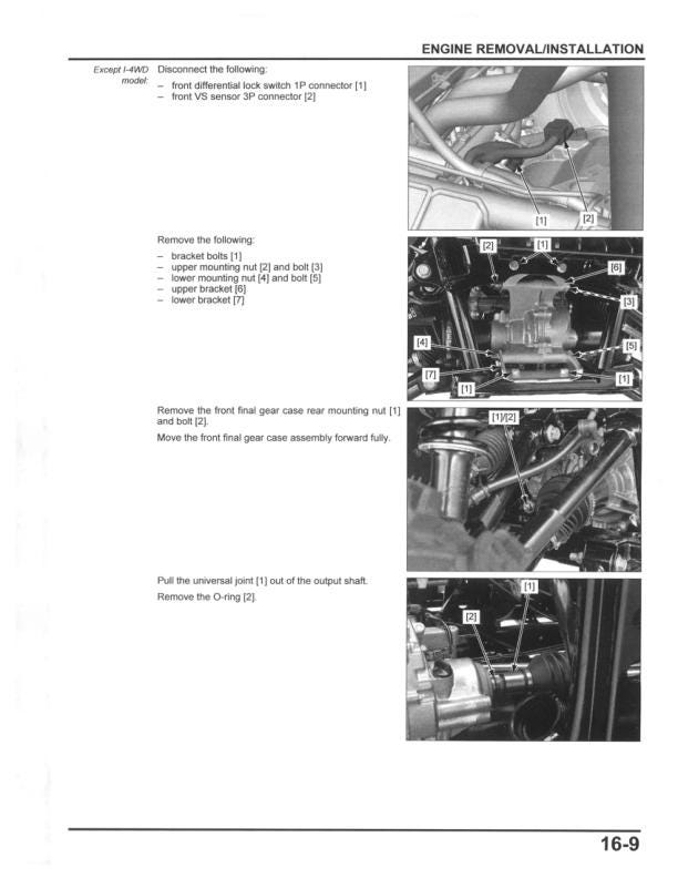 Honda Pioneer SXS 1000 UTV Service Manual sample page with service data and tables