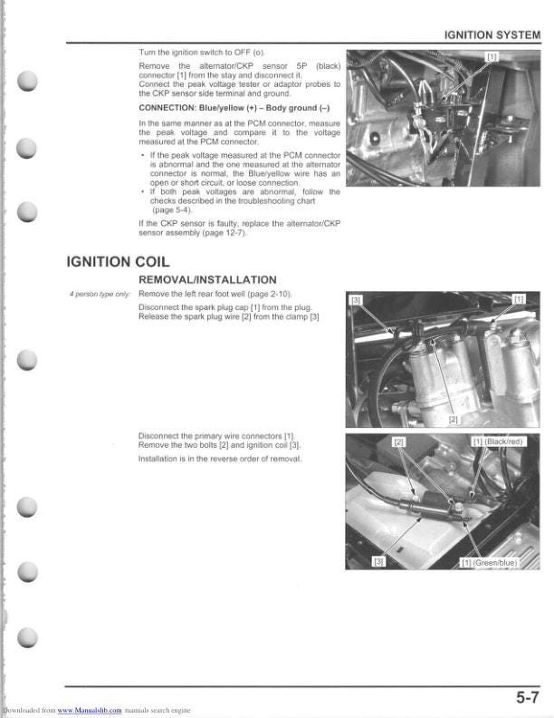 Honda Pioneer SXS700 M2 M4 UTV Service Manual sample page with diagrams and specifications