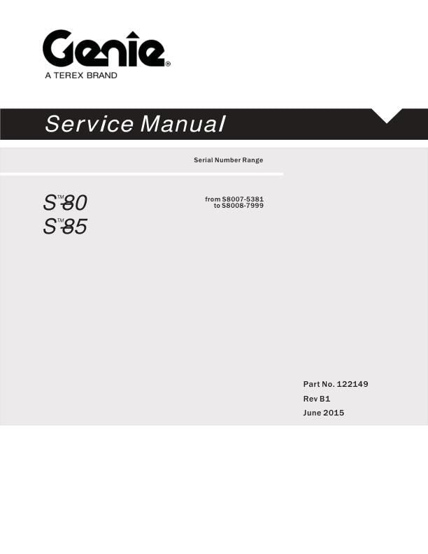 Genie S80 S85 Telescopic Boom Lift Service Manual factory service manual title page