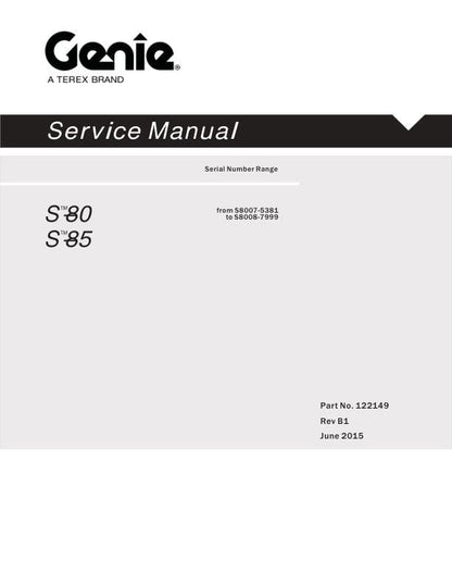 Genie S80 S85 Telescopic Boom Lift Service Manual factory service manual title page