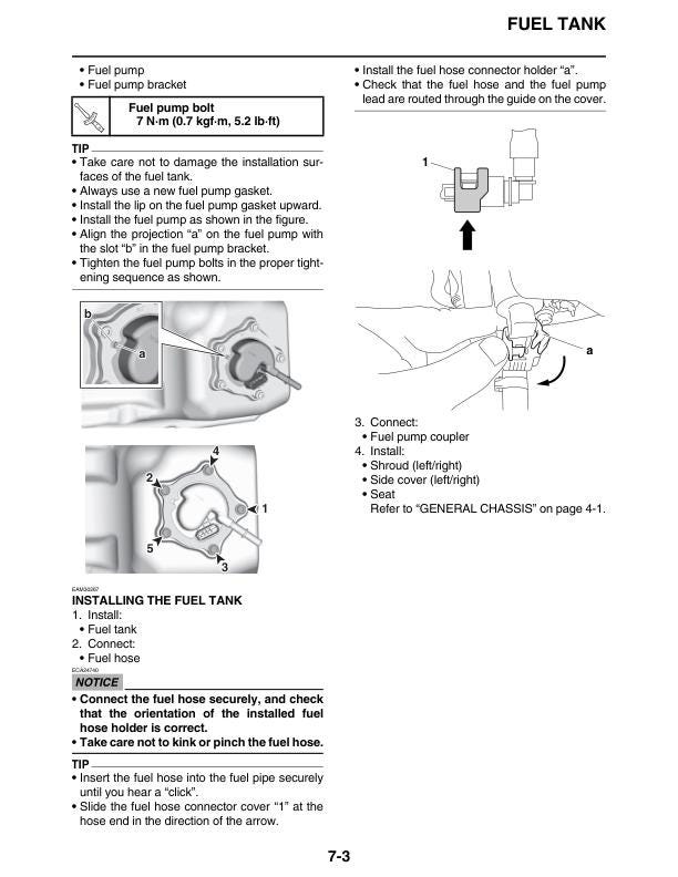 Yamaha YZ450FP Motorcycle Service Manual sample page from the repair manual
